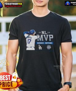 Top Shohei Ohtani Los Angeles Dodgers 2024 National League MVP T-Shirt design featuring vibrant graphics and team colors.