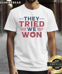 Alt Text: Top 'They Tried We Won' Trump JD Vance T-Shirt showcasing bold design for political supporters and enthusiasts.