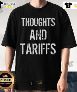 Red voters Kamala Harris T-shirt featuring 'Top Thoughts And Tariffs' slogan, perfect for political rallies and discussions.