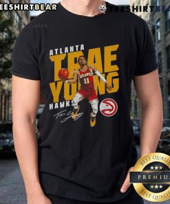Top Trae Young Atlanta Hawks Slant Basketball Signature T-Shirt featuring vibrant design and player graphics for fans.