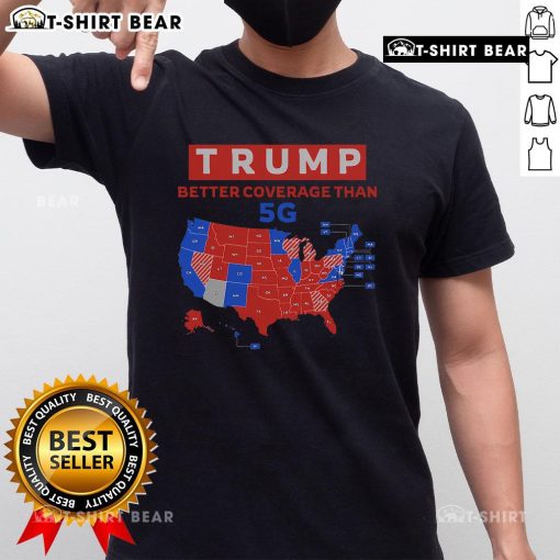 Top Trump Ugly Christmas T-Shirt featuring 'Better Coverage Than 5G' slogan, perfect for holiday festivities and humor.