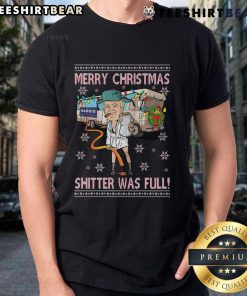 Alt Text: Top Trump Merry Christmas Shitter Was Full T-Shirt featuring humorous holiday design for festive celebrations.