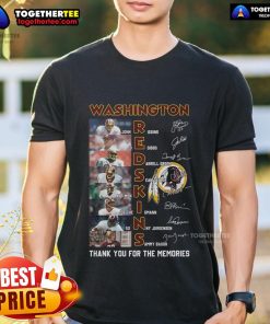 Alt Text: Top Washington Redskins Thank You For The Memories T-Shirt featuring team colors and logo, perfect for fans.
