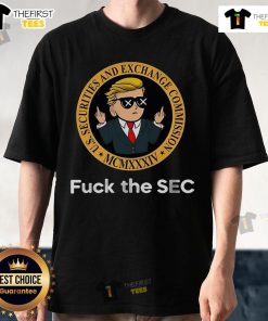 Trump 'F* the SEC' MCMXXXIV t-shirt featuring bold text, a statement piece for political satire and activism.