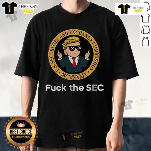 Trump 'F* the SEC' MCMXXXIV t-shirt featuring bold text, a statement piece for political satire and activism.