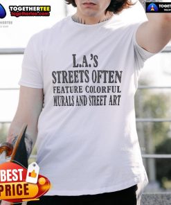 Official La'S Streets T-Shirt showcasing vibrant murals and street art, celebrating urban culture and creativity.