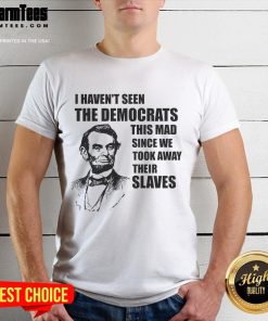 Alt Text: Awesome Abe Lincoln t-shirt featuring a humorous quote about Democrats, perfect for political satire fans.