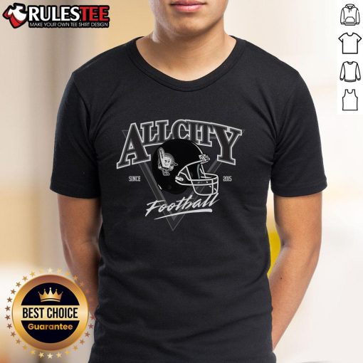 Awesome Allcity Football Since 2015 Helmet T-Shirt featuring a bold design and sporty vibe for football enthusiasts.