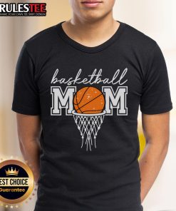 Awesome Basketball Mom T-shirt featuring a basketball hoop and net, perfect for game day and showing team spirit.