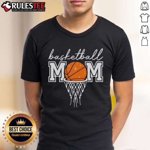 Awesome Basketball Mom T-shirt featuring a basketball hoop and net, perfect for game day and showing team spirit.