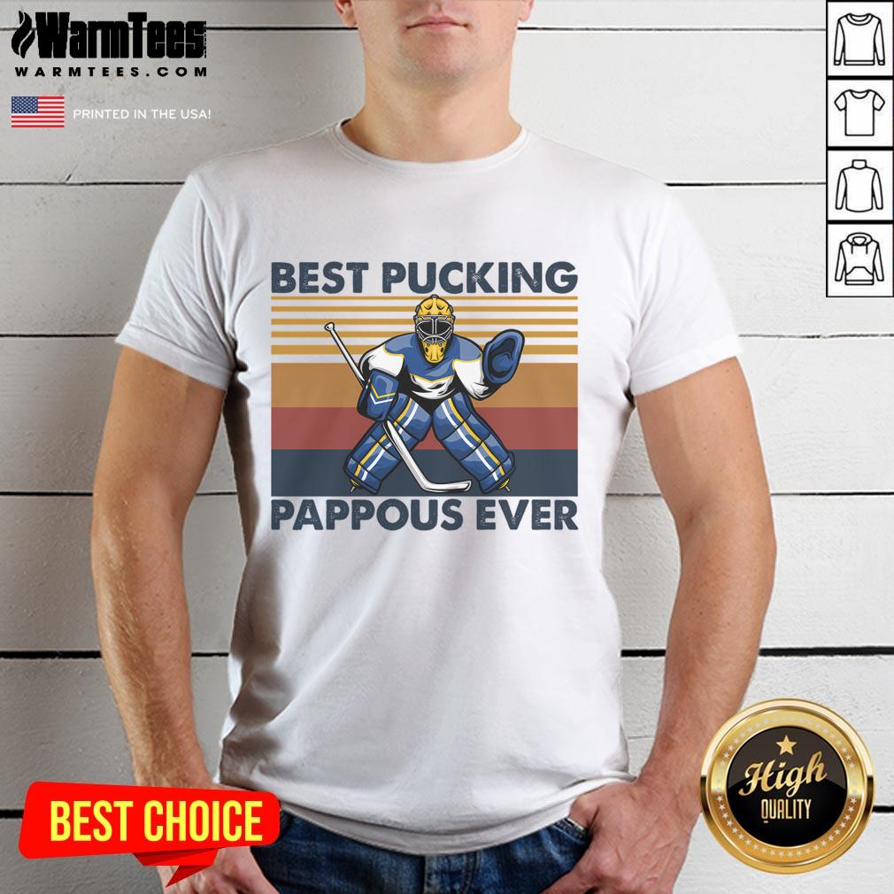 Awesome Best Pucking Pappous Ever Funny Hockey Grandpa Saying T Shirt Funny hockey grandpa t-shirt featuring 'Awesome Best Pucking Pappous Ever' saying, perfect for proud grandpas.