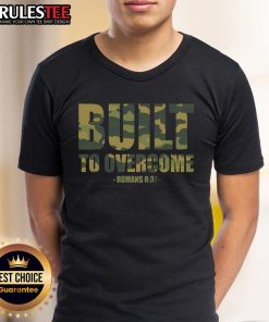 Awesome Built To Overcome Christian Camo Scripture Gym Workout T-Shirt featuring inspirational text and camouflage design.