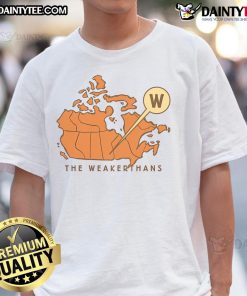 Alt Text: Awesome Canadian Map The Weakerthans T-Shirt featuring a vibrant design of Canada with iconic landmarks and colors.