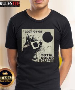 Awesome Cat Glasses Total Solar Eclipse April 8 2024 T-Shirt design featuring a playful cat with eclipse glasses.