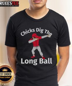 Awesome Chicks Dig The Long Ball Dabbing Baseball T-Shirt featuring a fun dabbing graphic and sporty design for baseball fans.