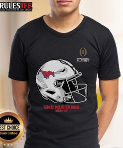 Alt Text: Awesome College Football Playoff 2025 SMU Mustangs helmet t-shirt featuring vibrant graphics and fan-favorite design.