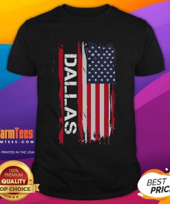 Awesome Dallas America Flag T-Shirt featuring vibrant colors and a stylish design, perfect for patriotic fashion lovers.
