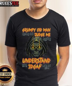 Awesome Grumpy Old Man T-Shirt featuring a bold 'Idgaf Skull' graphic, perfect for expressing a carefree attitude.