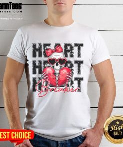 Funny couple wearing matching 'Awesome Heart Breaker' t-shirts, showcasing their cute and playful relationship style.