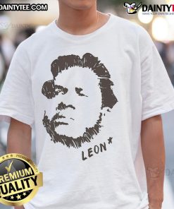Awesome Leon Portrait T-Shirt featuring a vibrant graphic of Leon's face, perfect for fans and casual wear.