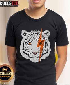 Awesome Lightning Tiger T-Shirt featuring a vibrant tiger graphic with lightning bolts on a stylish black shirt.
