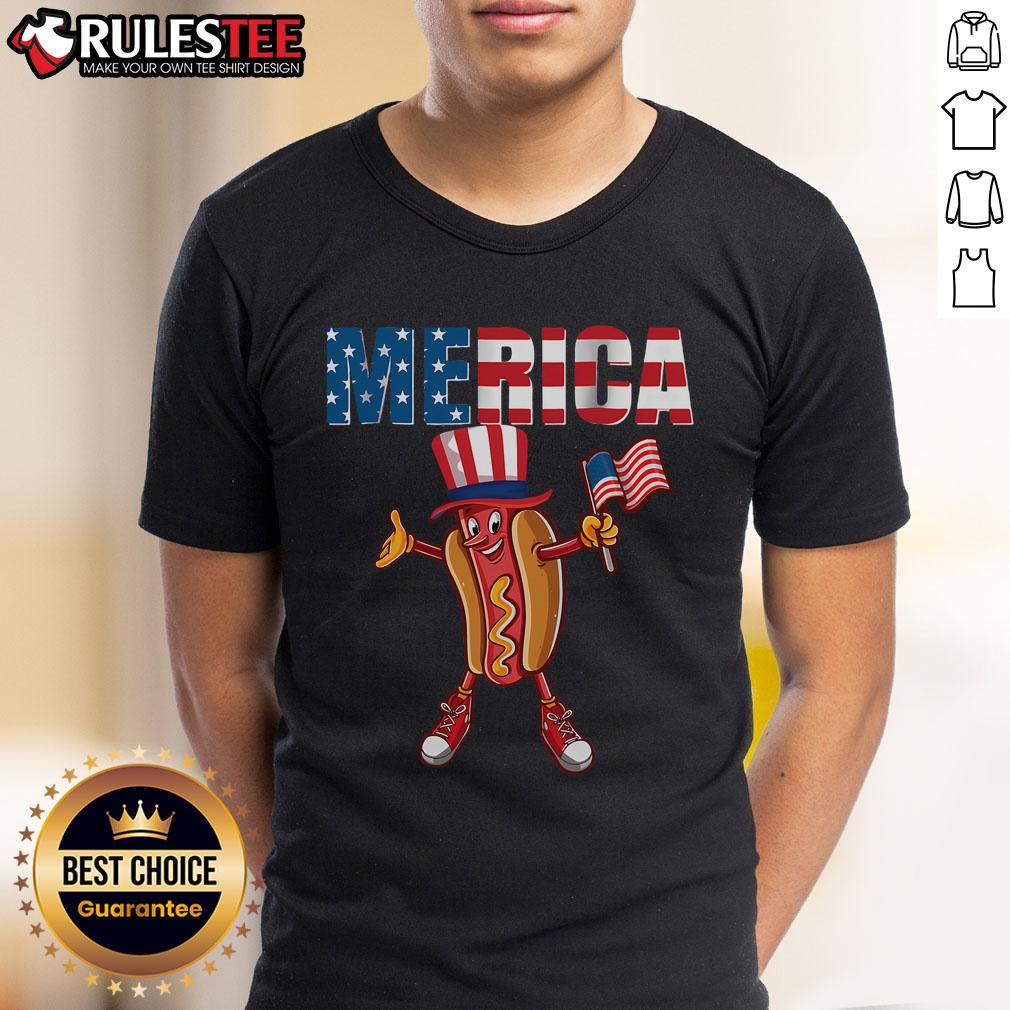 Awesome Merica Hot Dog America Flag Usa T Shirt Awesome Merica Hot Dog T-Shirt featuring the USA flag design, perfect for patriotic celebrations and summer BBQs.