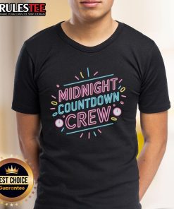 Awesome Midnight Countdown Crew New Year Eve Party T-Shirt featuring vibrant neon colors and festive vibes.
