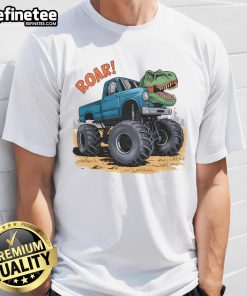 Awesome Monster Truck Dino Trex Dinosaur T-Shirt featuring a vibrant dino design with a monster truck theme.