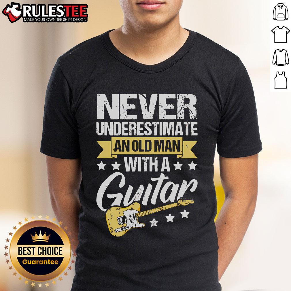 Awesome Never Underestimate An Old Man With A Guitar T Shirt Awesome Never Underestimate An Old Man With A Guitar T-Shirt featuring a cool graphic of an older man playing guitar.
