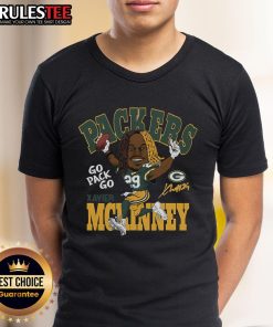 Alt Text: Awesome Packers homage Xavier McKinney T-shirt featuring vibrant team colors and bold player graphics.