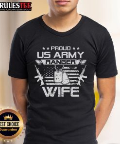 Awesome Proud Army Ranger Wife T-Shirt featuring American flag design, perfect for USA military veteran supporters.