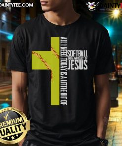 Awesome Softball and Jesus gift t-shirt featuring a religious cross design, perfect for sports and faith enthusiasts.