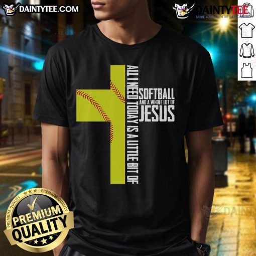 Awesome Softball and Jesus gift t-shirt featuring a religious cross design, perfect for sports and faith enthusiasts.