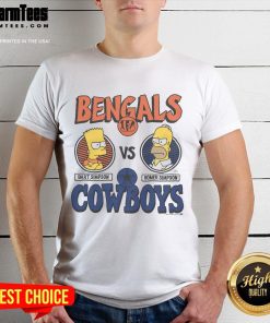 Awesome The Simpsons X Bengals Vs Cowboys T-Shirt featuring vibrant graphics and a unique sports-themed design.