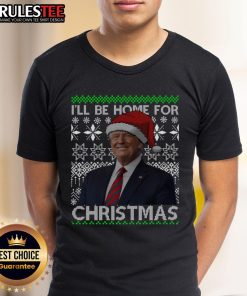 Awesome Vintage Santa Hat Trump 'I'll Be Home For Christmas 2024' T-Shirt design featuring a festive holiday theme.