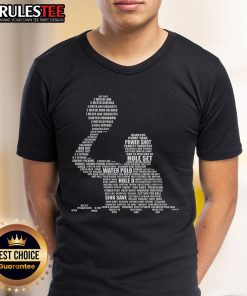 Awesome Waterpolo Player Word Cloud graphic on a T-shirt, showcasing water polo players and coaches in vibrant design.