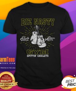 Biz Nasty Took Some Gave More Gym Spittin' Chiclets T-Shirt featuring bold graphics and a sporty design for fans.