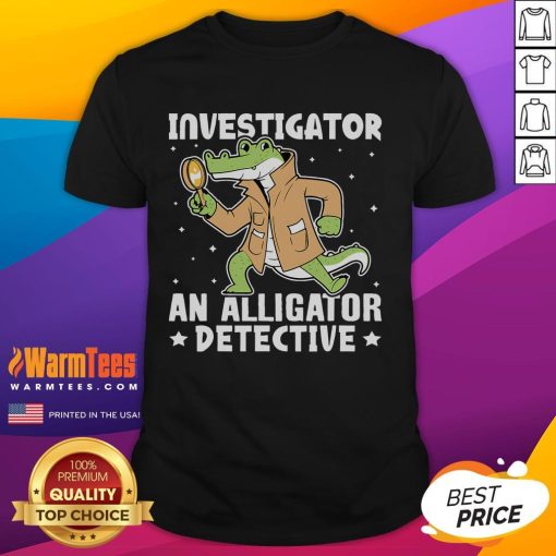 Alt Text: Cute alligator investigator t-shirt featuring a playful alligator detective design perfect for animal lovers.