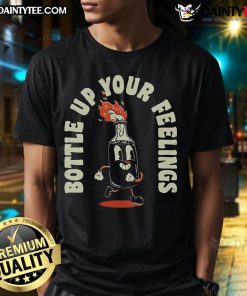 Cute Bottle Up Your Feelings T-Shirt featuring a colorful graphic design on a soft fabric, perfect for expressing emotions.
