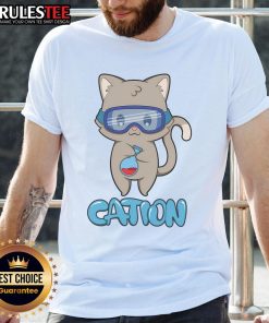 Alt Text: Cute science cat graphic on a pawsitive chemistry teacher t-shirt, perfect for pet lovers and educators.