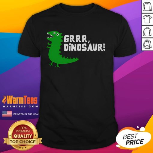 Adorable Cute Grrr Mr Dinosaur T-Shirt featuring a playful dinosaur graphic, perfect for kids and dinosaur lovers.