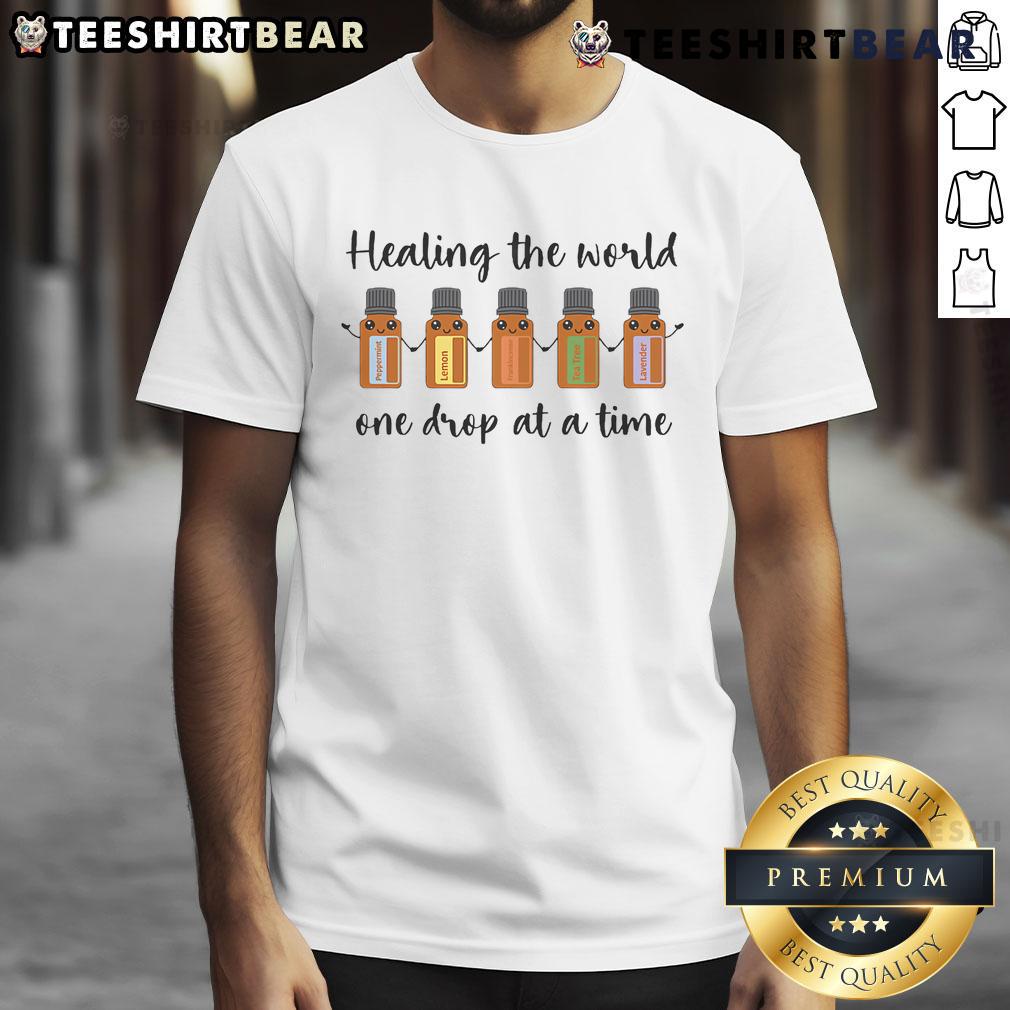 Cute Healing The World One Drop At A Time T Shirt Alt Text: Cute Healing The World One Drop At A Time T-Shirt design featuring vibrant graphics and eco-friendly message.
