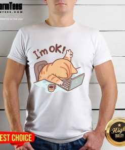 Alt Text: Cute I'M Ok Okay Cat I'M Fine T-Shirt featuring a playful cat design, perfect for cat lovers and casual wear.