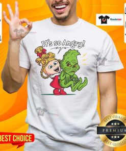 Alt Text: Cute It's So Angry Grinch T-Shirt featuring a grumpy Grinch graphic, perfect for holiday fun and festive wear.