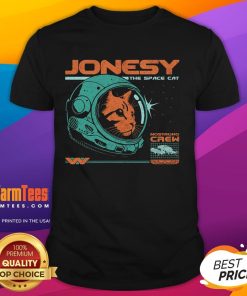 Alt Text: Cute Jonesy The Space Cat T-Shirt featuring an adorable space-themed cat design for cat lovers and gamers.