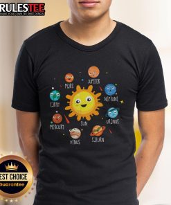Adorable Learn The Planets Solar System T-Shirt featuring colorful planet designs, perfect for space enthusiasts and kids.