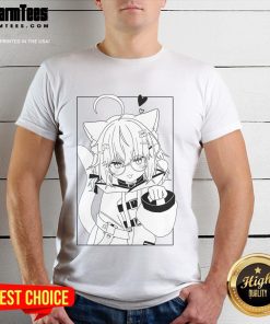 Alt Text: Cute Minikomew Nya Vtuber T-Shirt featuring an adorable cat design perfect for fans of Vtuber merchandise.