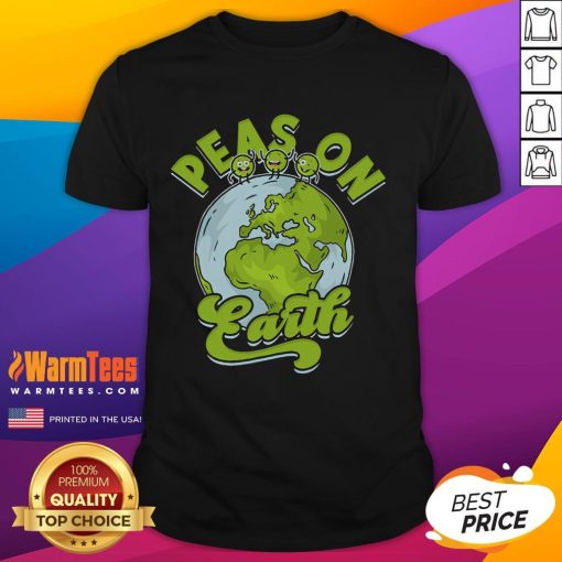 Adorable 'Cute Peas On Earth' T-shirt featuring playful pea characters, perfect for vegetable lovers and casual wear.