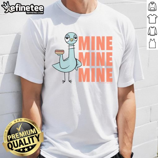 Cute The Pigeon Hot Dogs T-Shirt featuring a playful pigeon graphic and vibrant colors, perfect for casual wear.