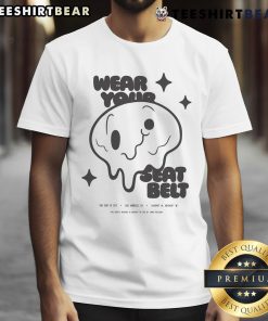 Adorable 'Wear Your Seatbelt' T-shirt featuring vibrant colors and playful graphics promoting seatbelt safety for kids.